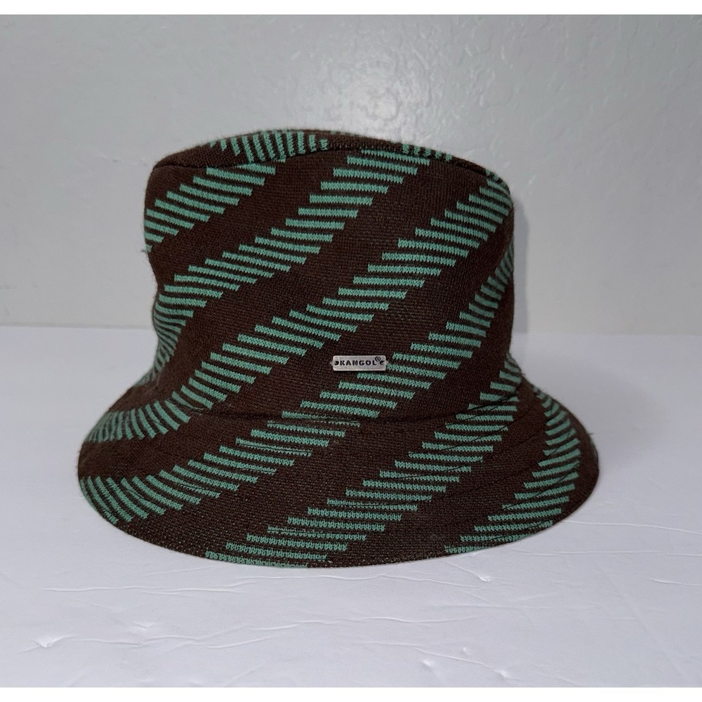 Kangol Heritage Bucket Hat Unisex Sz Med Twill Brown Green Hip Hop Streetwear
